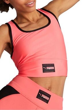 Puma Coral Sports Bra with Black Trim